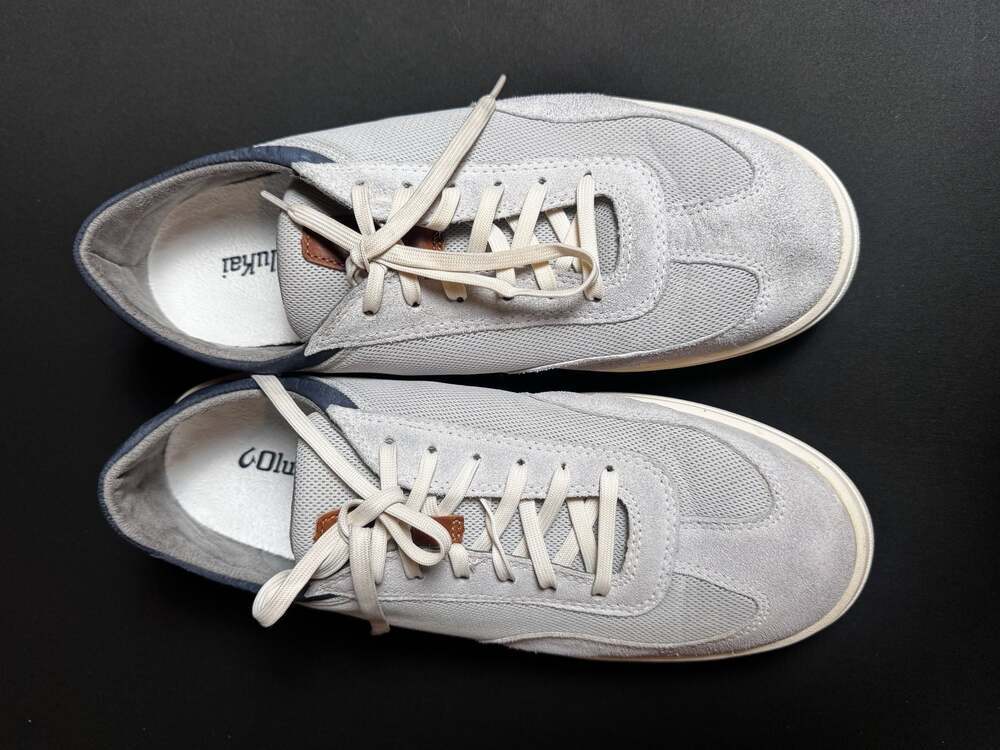 OluKai Pūnini Men's Low Top Court Sneakers in Vapor/Trench Blue
